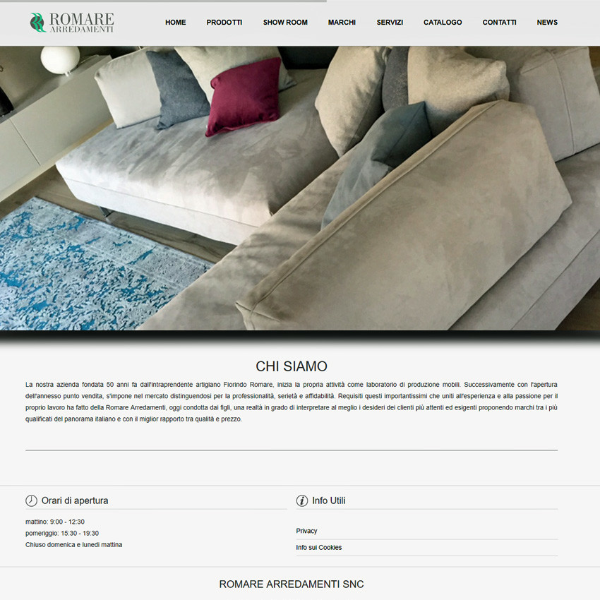 Realizzazione sito Romare Arredamenti
